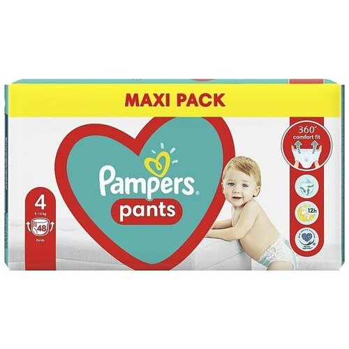 Подгузники-трусики Pampers Pants Размер 4 (9-15 кг), 48 шт