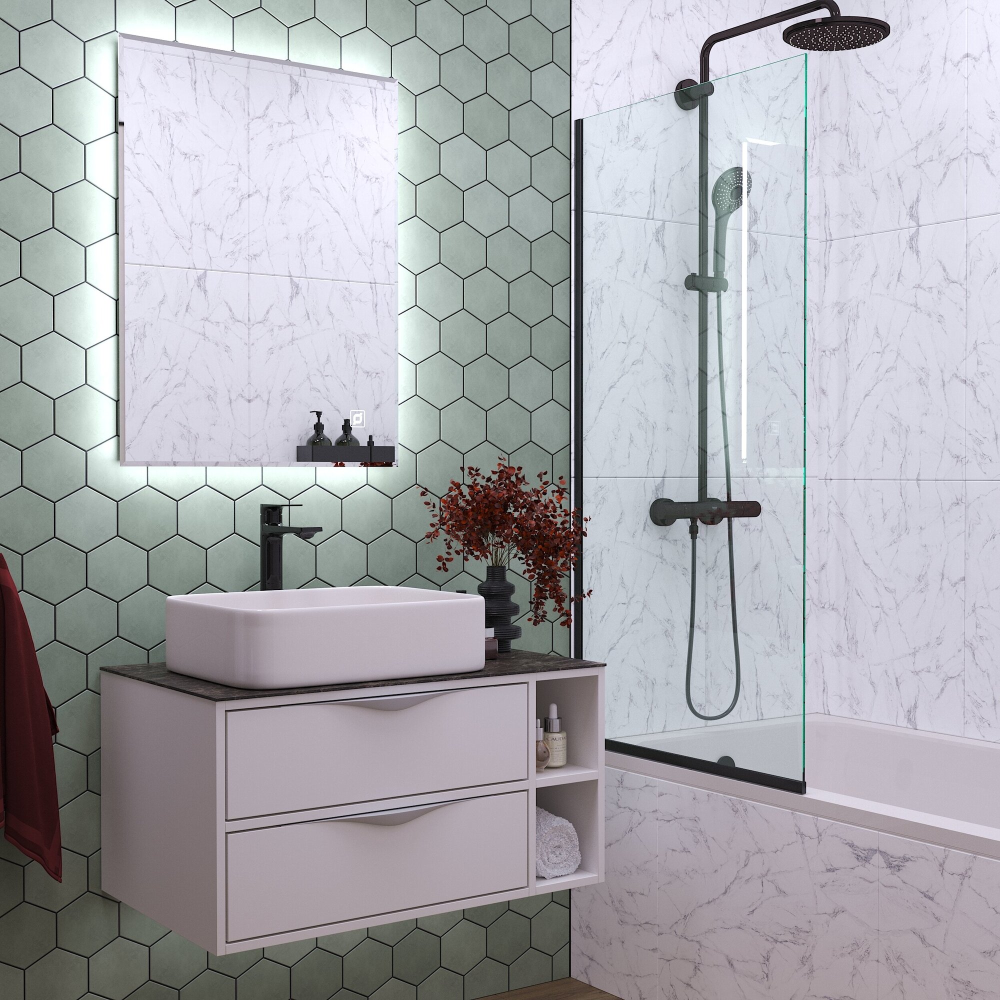 Зеркало для ванной с подсветкой орвието 70 х 80 см сенсор с диммером - фотография № 4