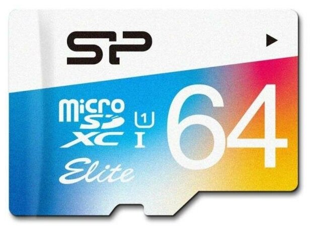 Флеш карта microSD 64GB Silicon Power Elite microSDHC Class 10 UHS-I (SD адаптер) Colorful