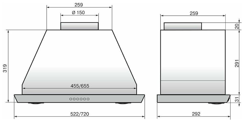 Вытяжка встраиваемая ELIKOR S4 52Н-700-Э4Д, нержавеющая сталь (КВ I Э-700-52-285) - фотография № 2