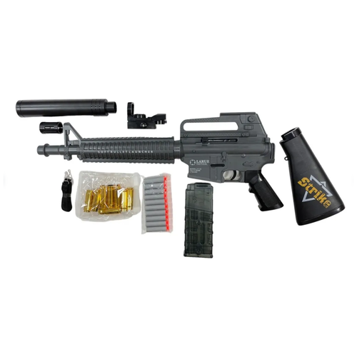 фото Детский автомат пневматический / винтовка м16 с пулями и гильзами/ оружие игрушка / серый hc-toys