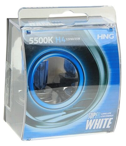 Лампа 12V H4 60/55W P43t 5500К бокс (2шт.) Super White HNG 12443SW2