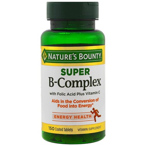 Таблетки Nature's Bounty Super B-Complex with Folic Acid Plus Vitamin C, 140 г, 150 шт.