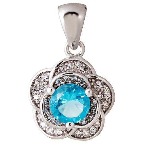 фото Подвеска 3405937669 из серебра 925 пробы с топазом голубым природным и фианитом balex balex jewellery