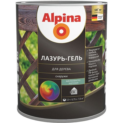 Alpina / Альпина лазурь гель для древесины снаружи помещения 2,5л белый