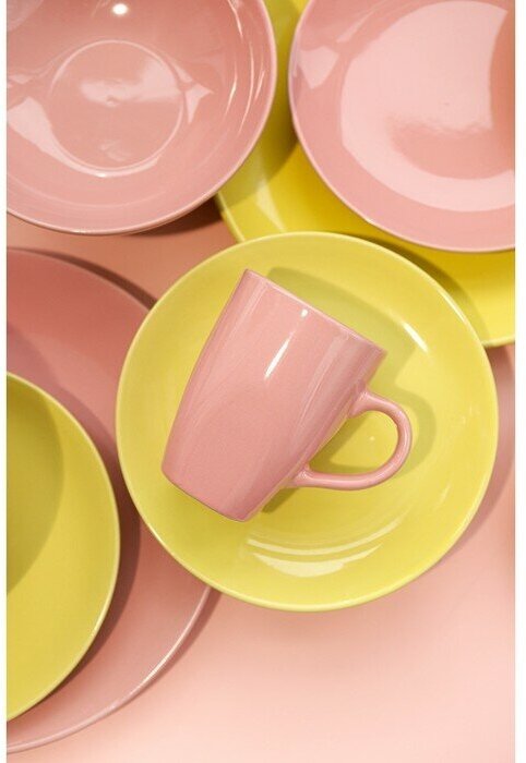 Доляна Тарелка обеденная Доляна "Пастель", d27 см, цвет розовый - фотография № 12