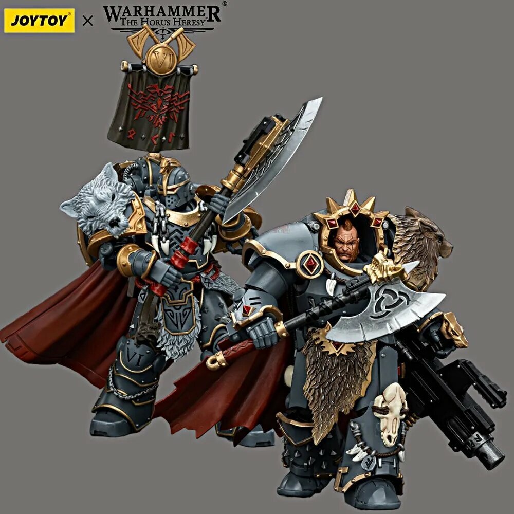 Цзинъянь-Подвижная фигурка JOYTOY 1/18 Warhammer Ересь Хоруса Space Coyote Javier Redblade и Space Coyote Legionnaire Executive с комбо из энергетического топора и боевого щитаПодарочная модель