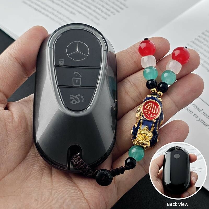 Чехол для ключа Mercedes D-класс с прозрачным черным чехлом и магическим пиксюем под C260L