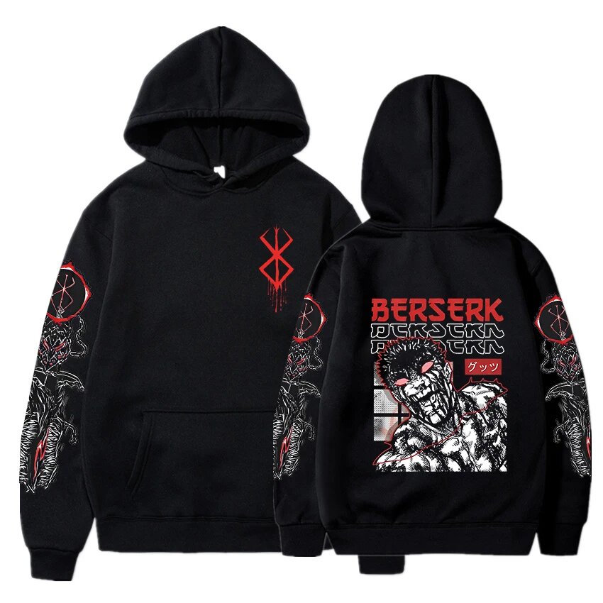Черная толстовка с капюшоном Berserk, Black 8