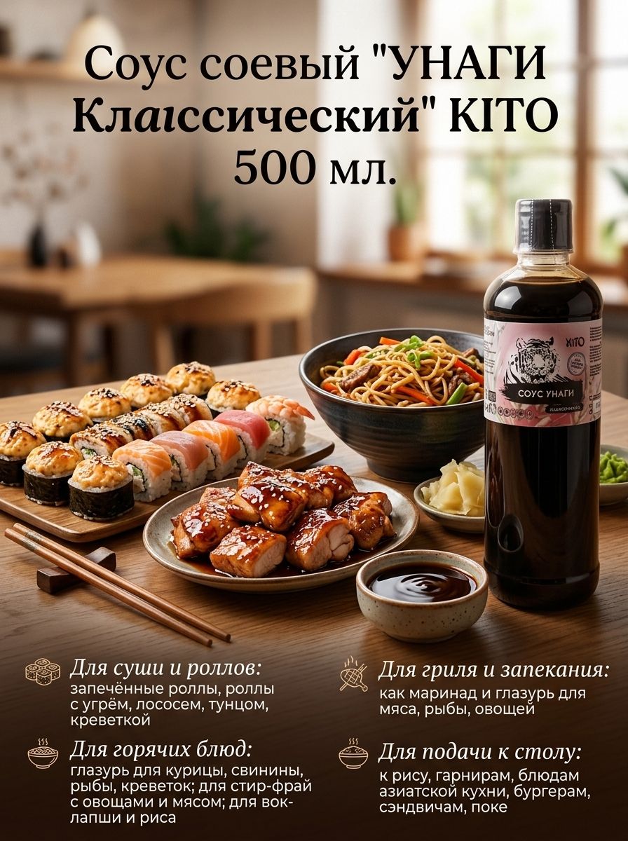 Соус соевый "унаги Классический" KITO 500 мл.