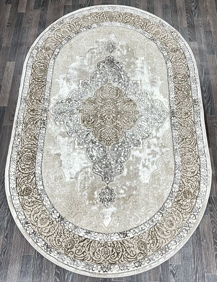 LikeCarpets Ковер дорожка 100x200 см 8 мм узоры бежевый, кремовый