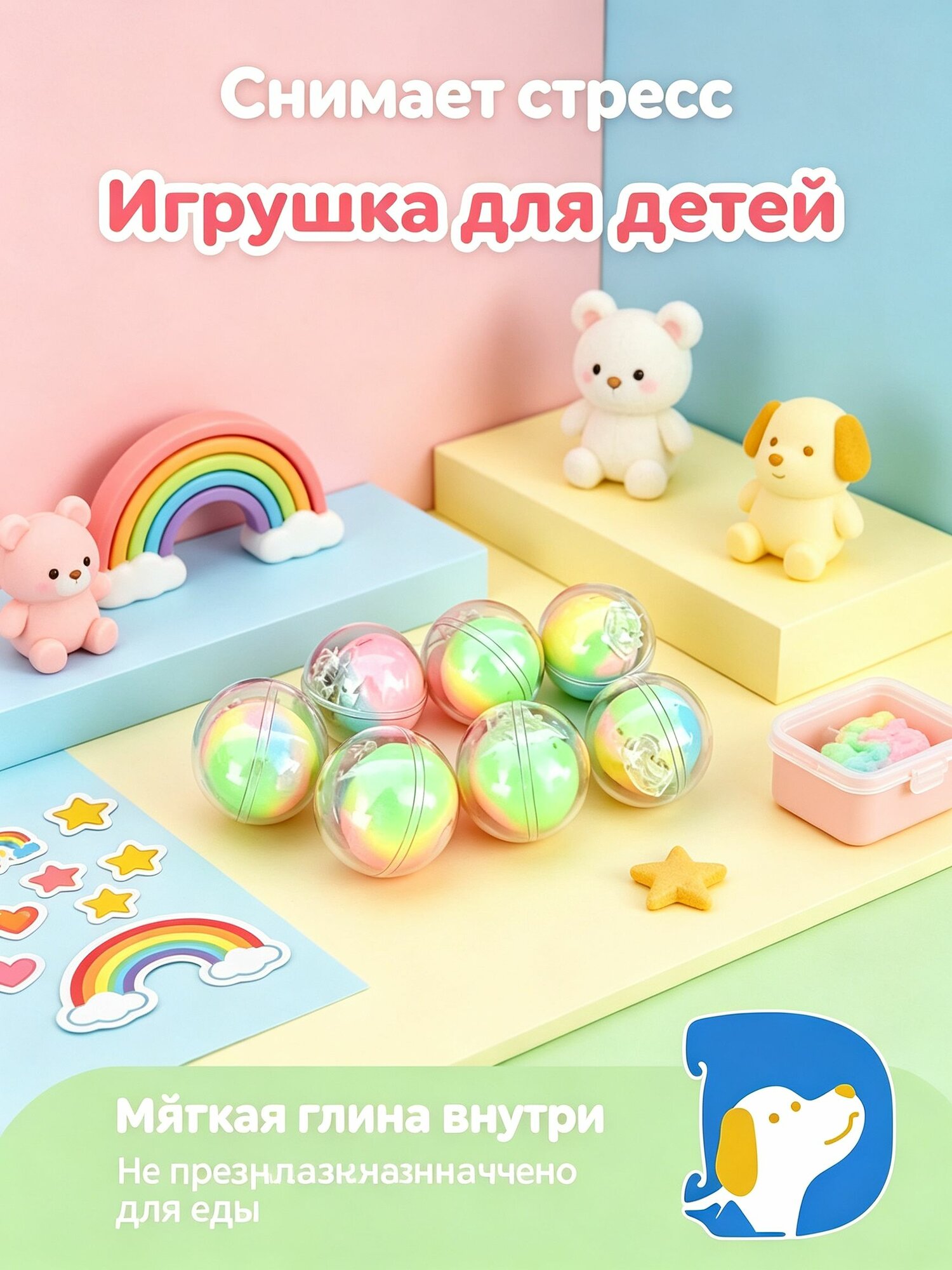 Сквиш антистресс хрустящий шар с восковой оболочкой и глиняной сердцевиной игрушка для детей и взрослых
