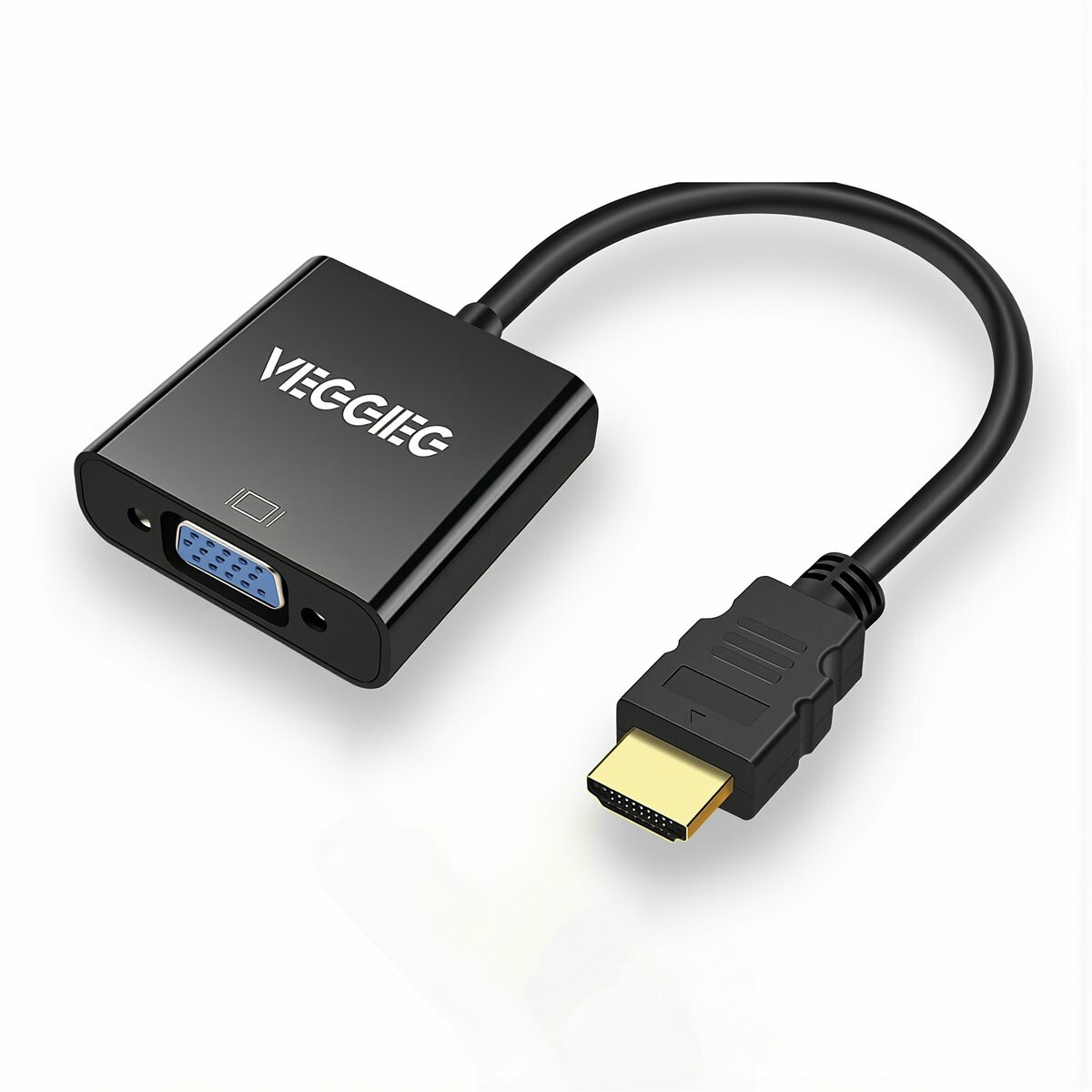 Адаптер преобразователь HDMI в VGA черный прочный корпус 0.25 метра с аудиовыходом и портом для питания USB для ноутбука проектора PS4