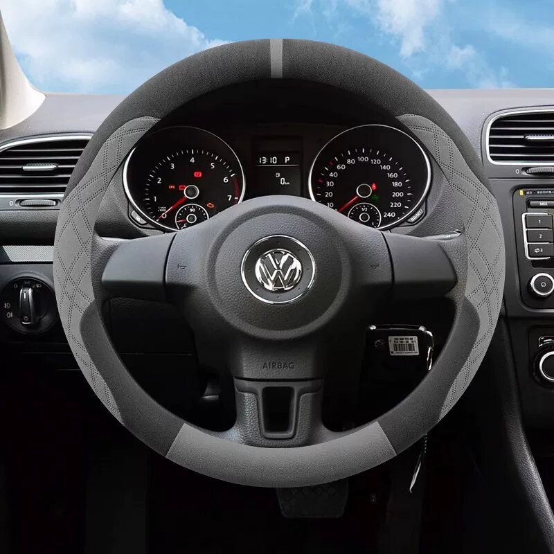 Универсальная накладка на руль для Volkswagen Tiguan, Tiguan L, Viloran, Virtus — черно-серая