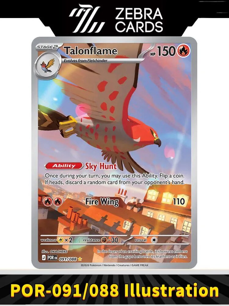 Покемон Любимая открытка POKEMON PTCG Perfect Order Talonflame 091/088 POR(Английский)