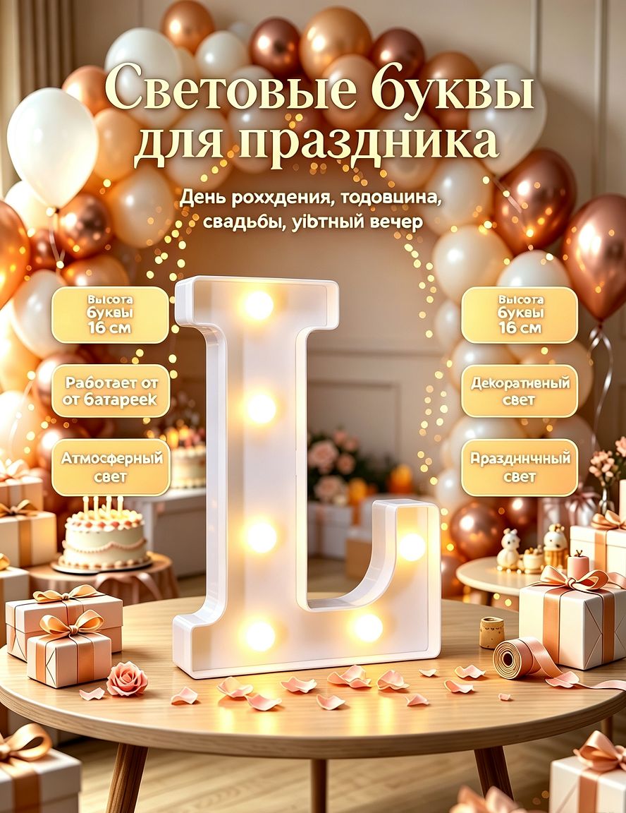Большой светящийся знак любви с алфавитными символами LED
