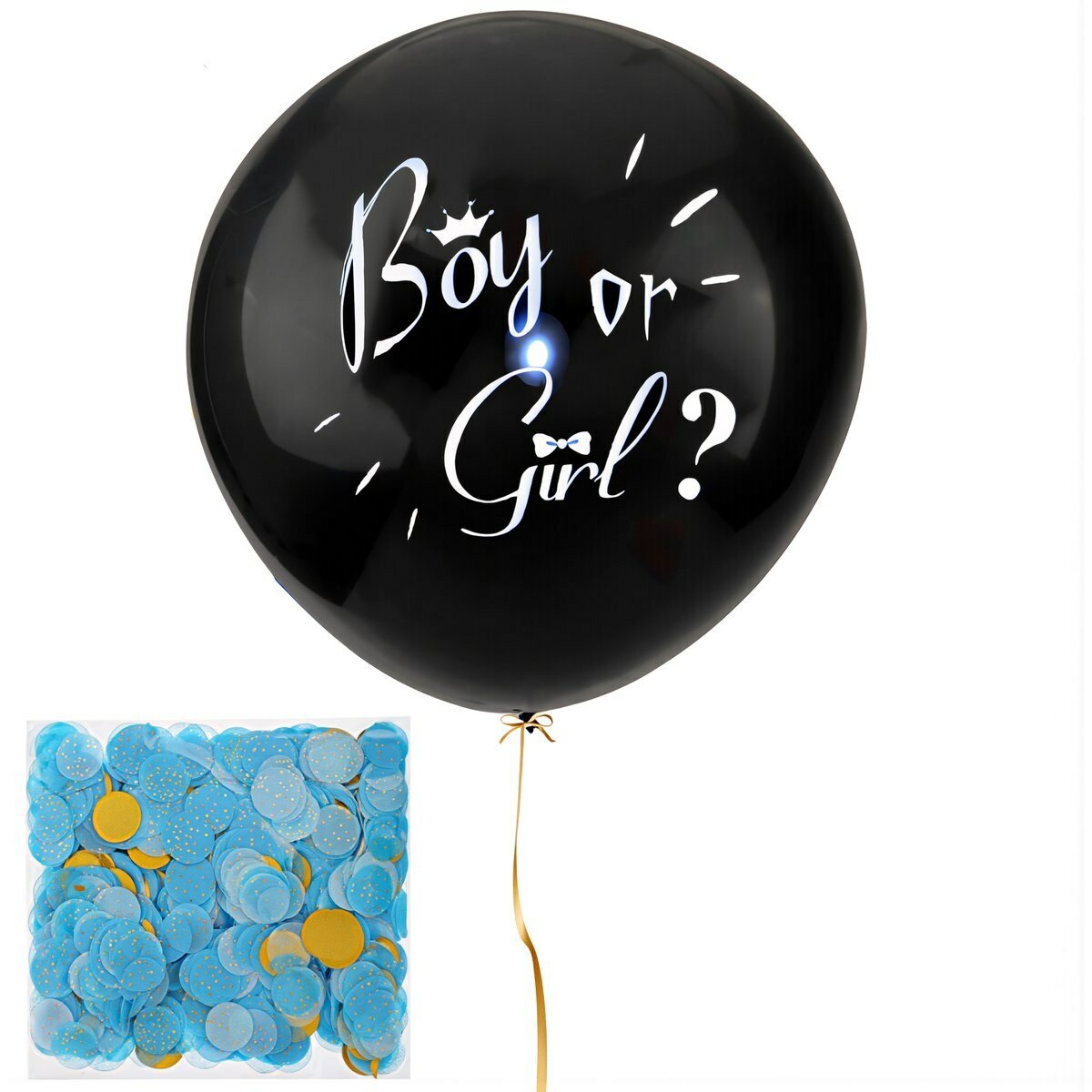 Товары для проведения домашней вечеринки baby shower большой чёрный шар для гендерного ревила с конфетти, Модель 2