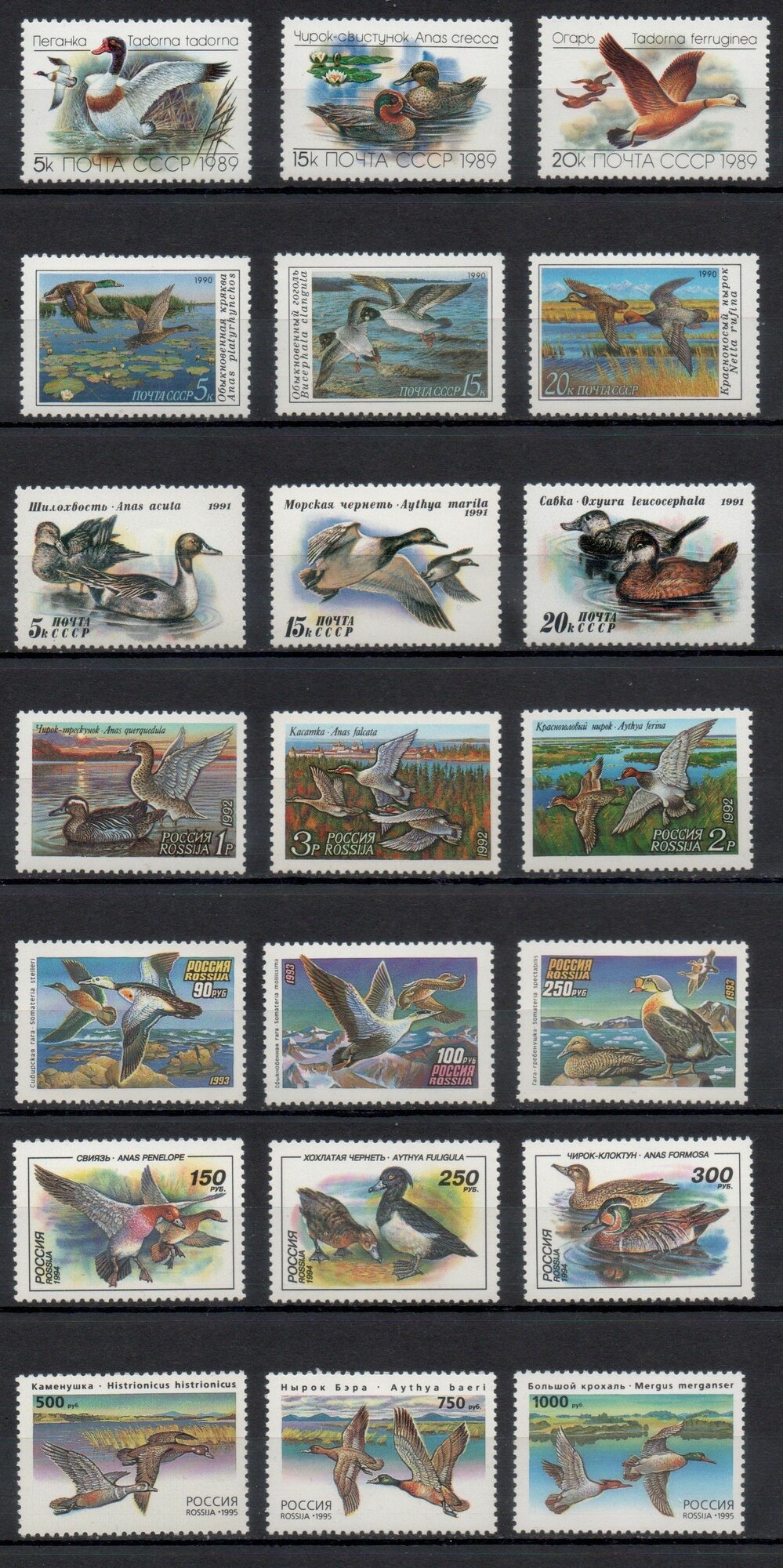 Фауна. Утки. 1989-95 гг. В комплекте 7 серий