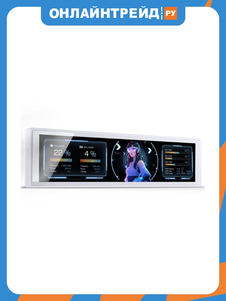 Универсальный дисплей Jonsbo DS916, 9.16 inch, IPS, 1920x462, белый