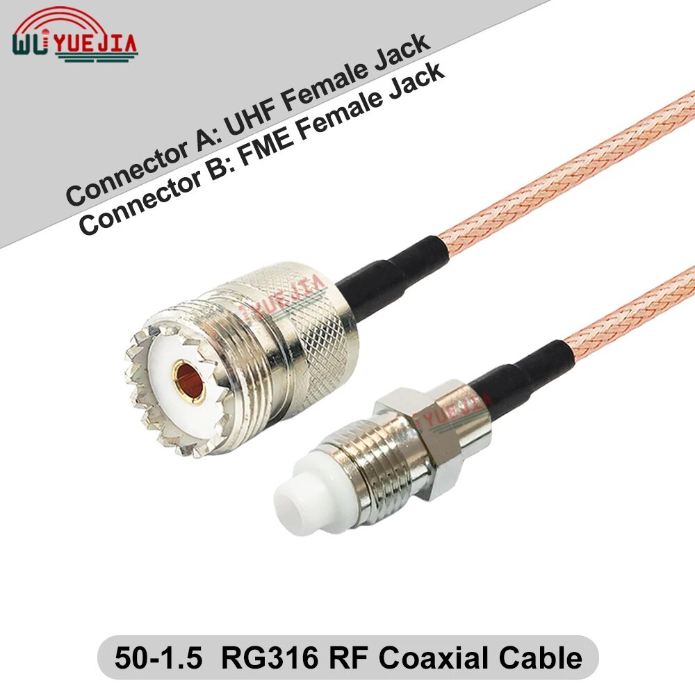 Кабель FME-UHF RG316 WUYUEJIA 0.5 Meters, UHF F to FME F