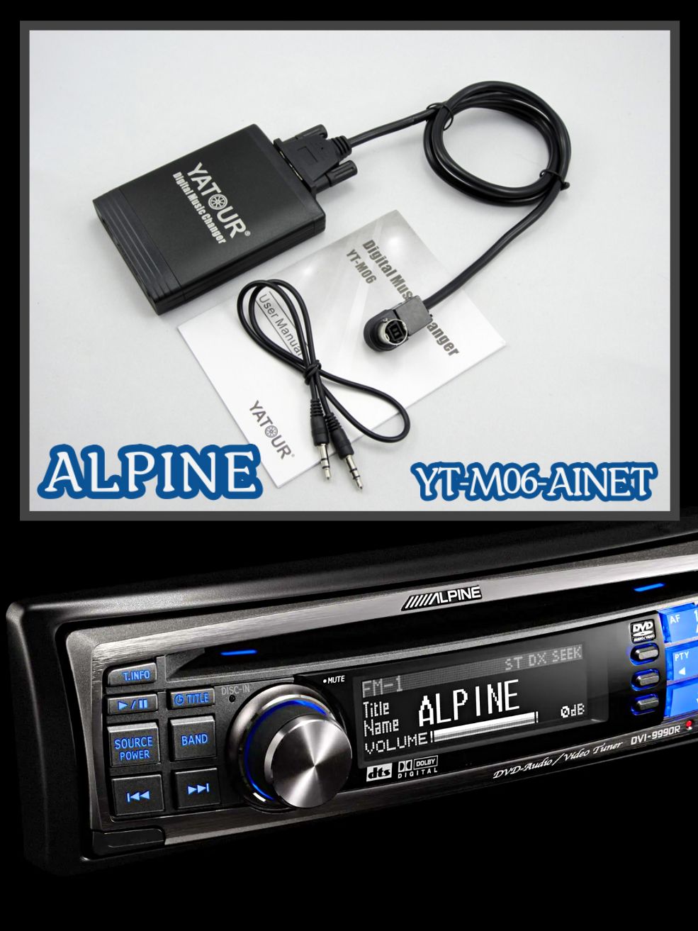 Оригинальный USB, AUX, MP3 адаптер Yatour YT-M06 AI-NET для магнитол Alpine