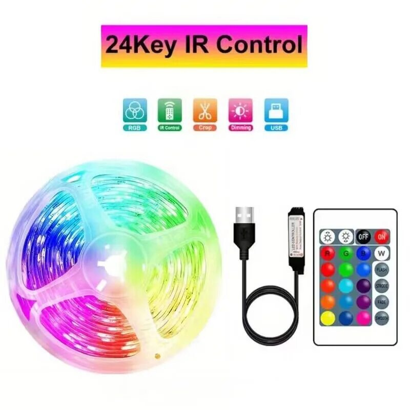 RUNTOIN RGB Светодиодная лента для декора комнаты 5-20 м 24 keys, 1m