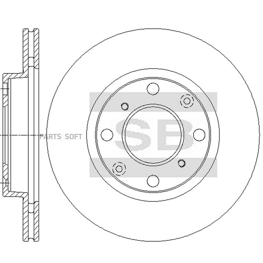 Диск тормозной (Спереди) Honda Fit 01-13 / Jazz 02-15 SANGSIN BRAKE SD4131 | цена за 1 шт