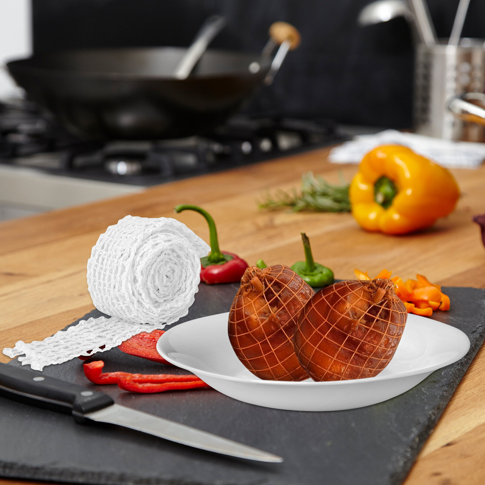 Сетка Для Мяса Хам Сосиска Из Хлопка 2 Штук Размер 300.00X4.50X1.00Cm Цвет White