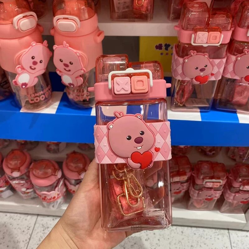 Стильный стакан Miniso Loopy с двумя отверстиями 520 мл, бутылка для воды, термос для спорта и повседневного