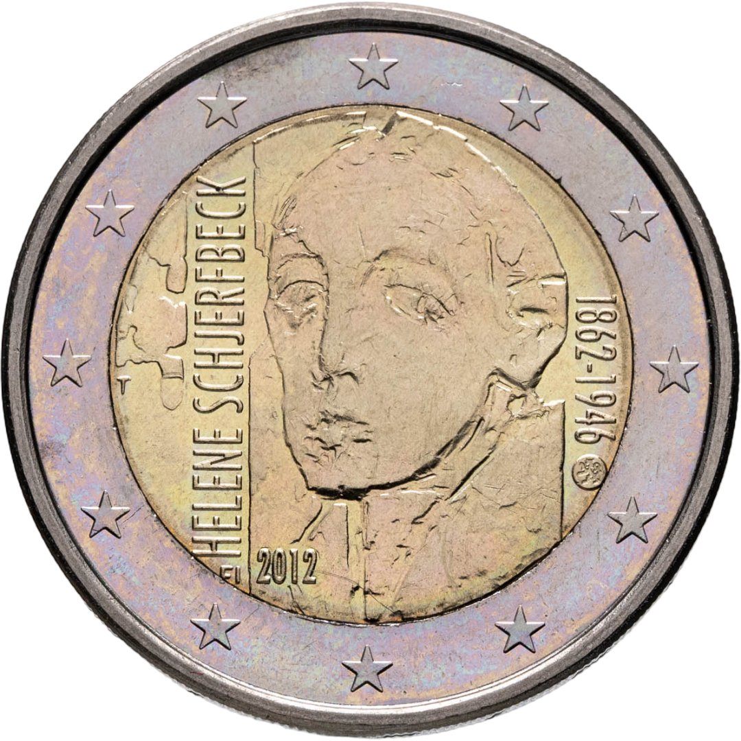 Финляндия 2 евро 2012 "150 лет со дня рождения Хелены Шерфбек", Биметалл, в сохранности UNC