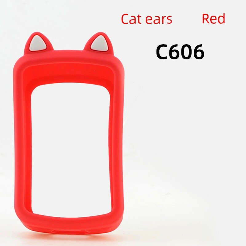 Чехол для компьютера велосипеда Miking C606/C606 Pro, модель с ушами кота, красный с защитной пленкой от царапин