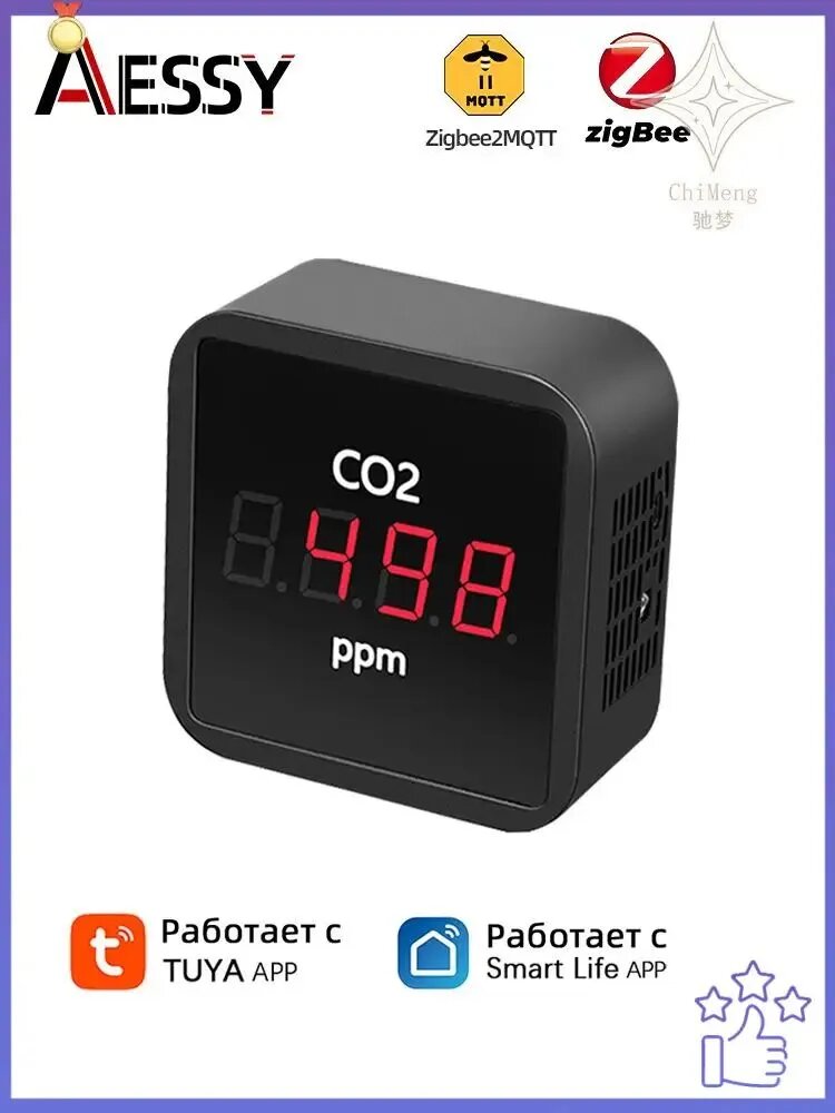 Tuya Zigbee Умный датчик углекислого газа CO2 NDIR инфракрасный монитор с функцией определения температуры и влажности, питание от USB