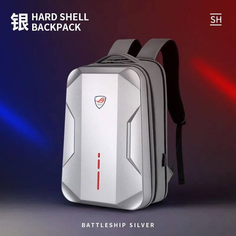 Рюкзак для игровых ноутбуков ASUS ROG с жестким корпусом, серебристый