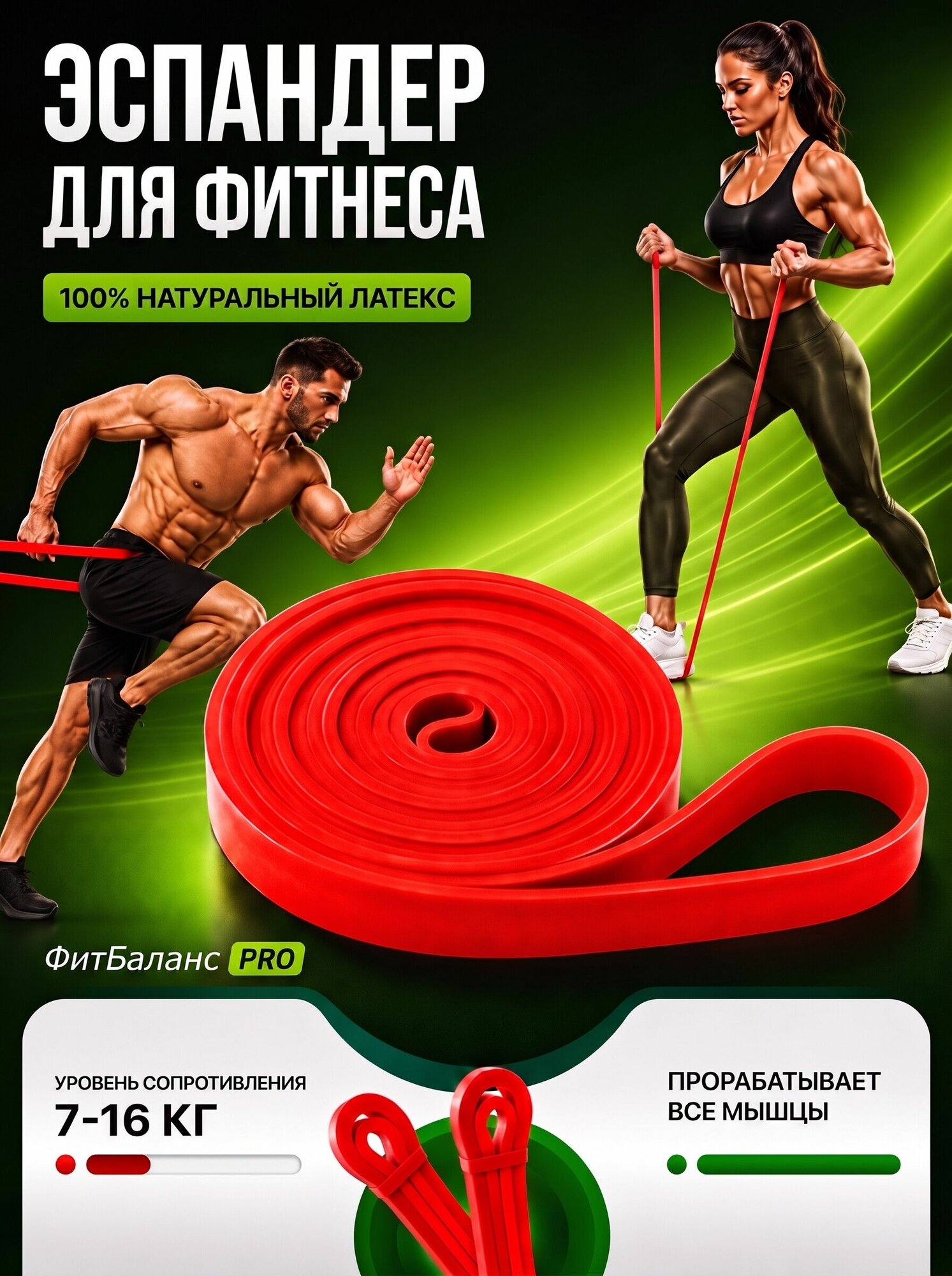 Резинка для фитнеса 7-16 кг, фитнес резинка, эспандер ленточный