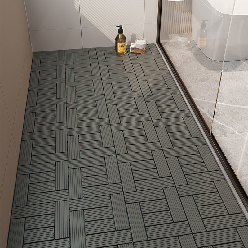 WPC Плитка елочкой gray 30x30 см 6 шт Водонепроницаемая нескользящая плитка для ванной комнаты и балкона