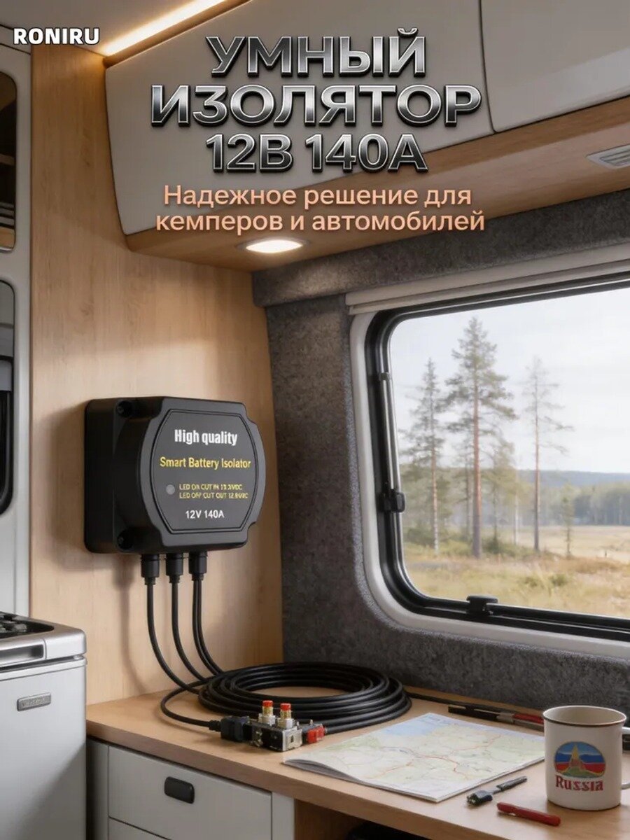 Умный изолятор для двух аккумуляторов 12 В 140 А для авто, кемперов и лодок