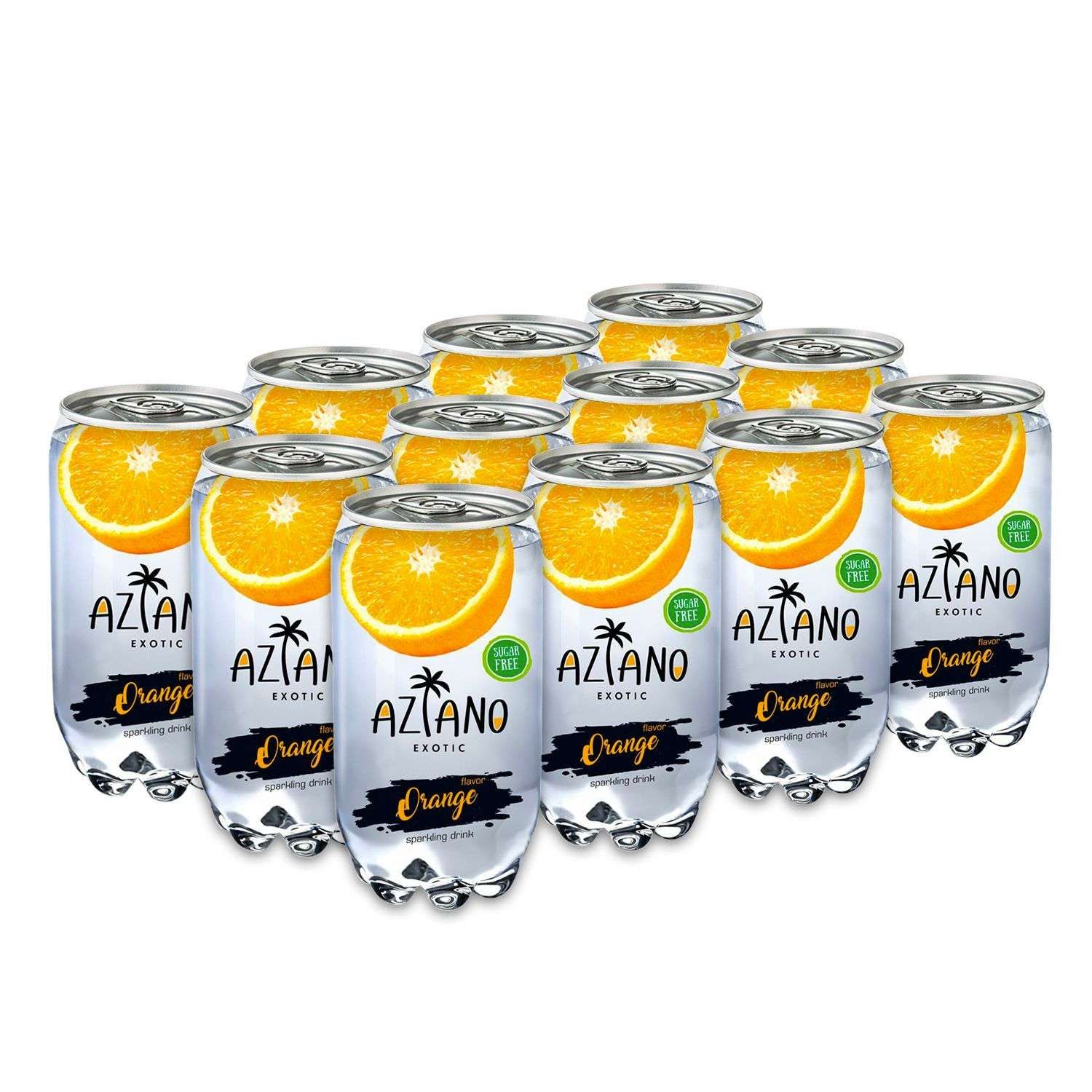 AZIANO Напиток со вкусом апельсина газированный, 350 мл, 12 шт.