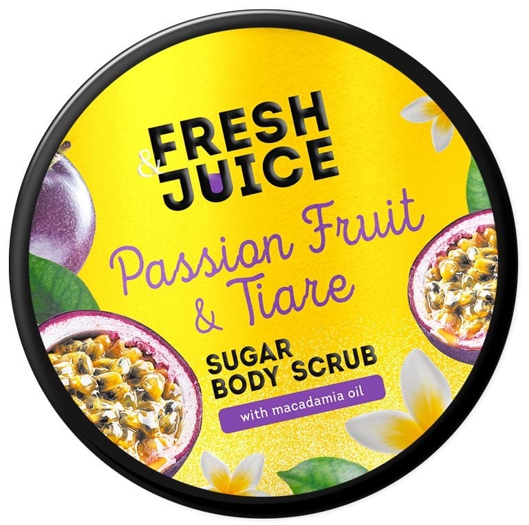 Скраб Fresh Juice сахарный для тела, маракуйя и тиаре, 200 мл