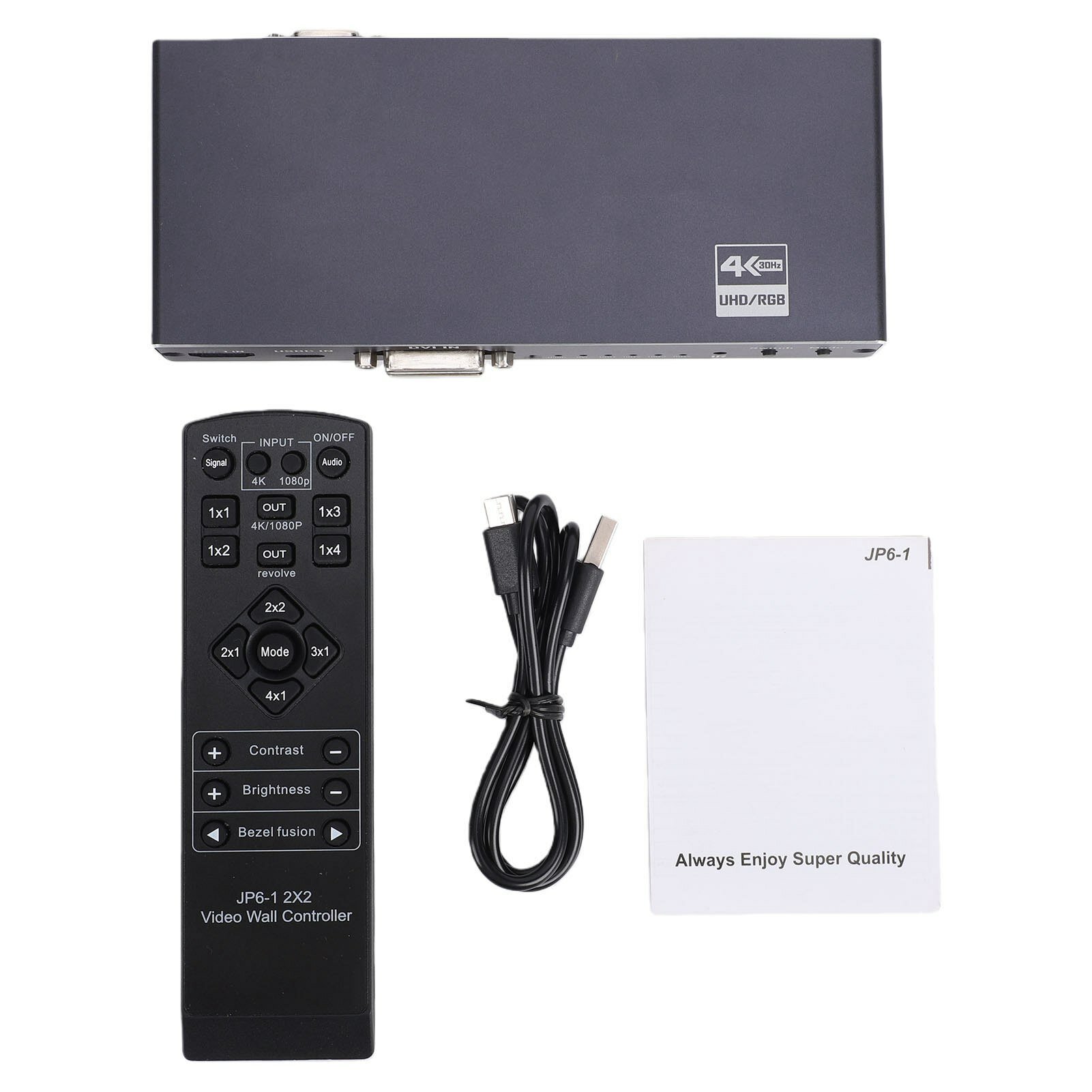 HD мультимедийный контроллер видеостены 4K, 2x2, 30 Гц, с функцией plug and play, металлический корпус, для офисов и магазинов