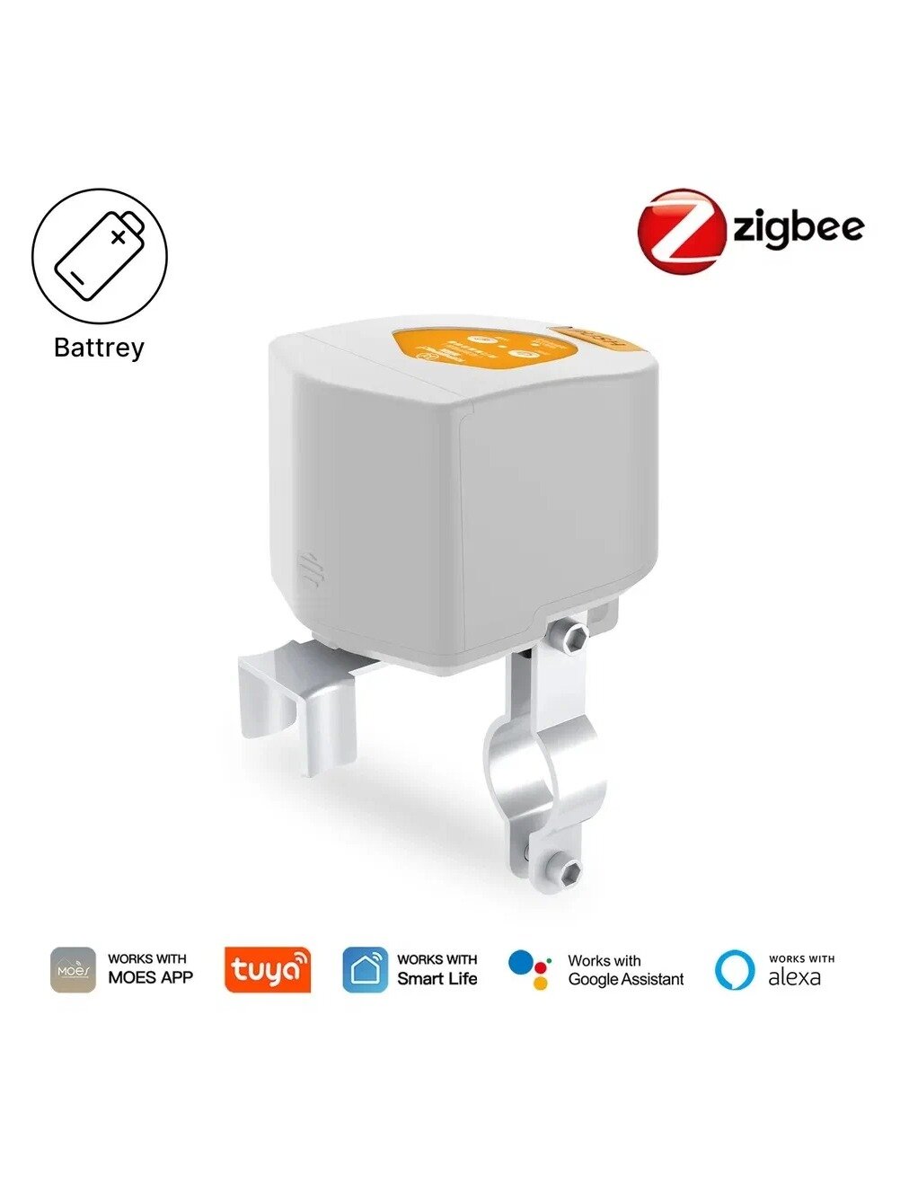 Интеллектуальный контроллер водяного газового клапана Tuya ZigBee Smart Battery Работает с Alexa и совместим
