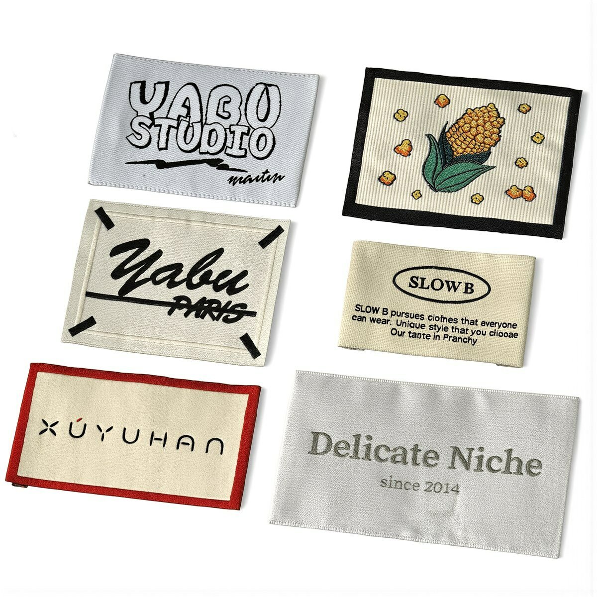 Брендовый ярлык ткацкий для одежды под заказ тканевая этикетка для стирки размеров сумок игрушек белья маркировка