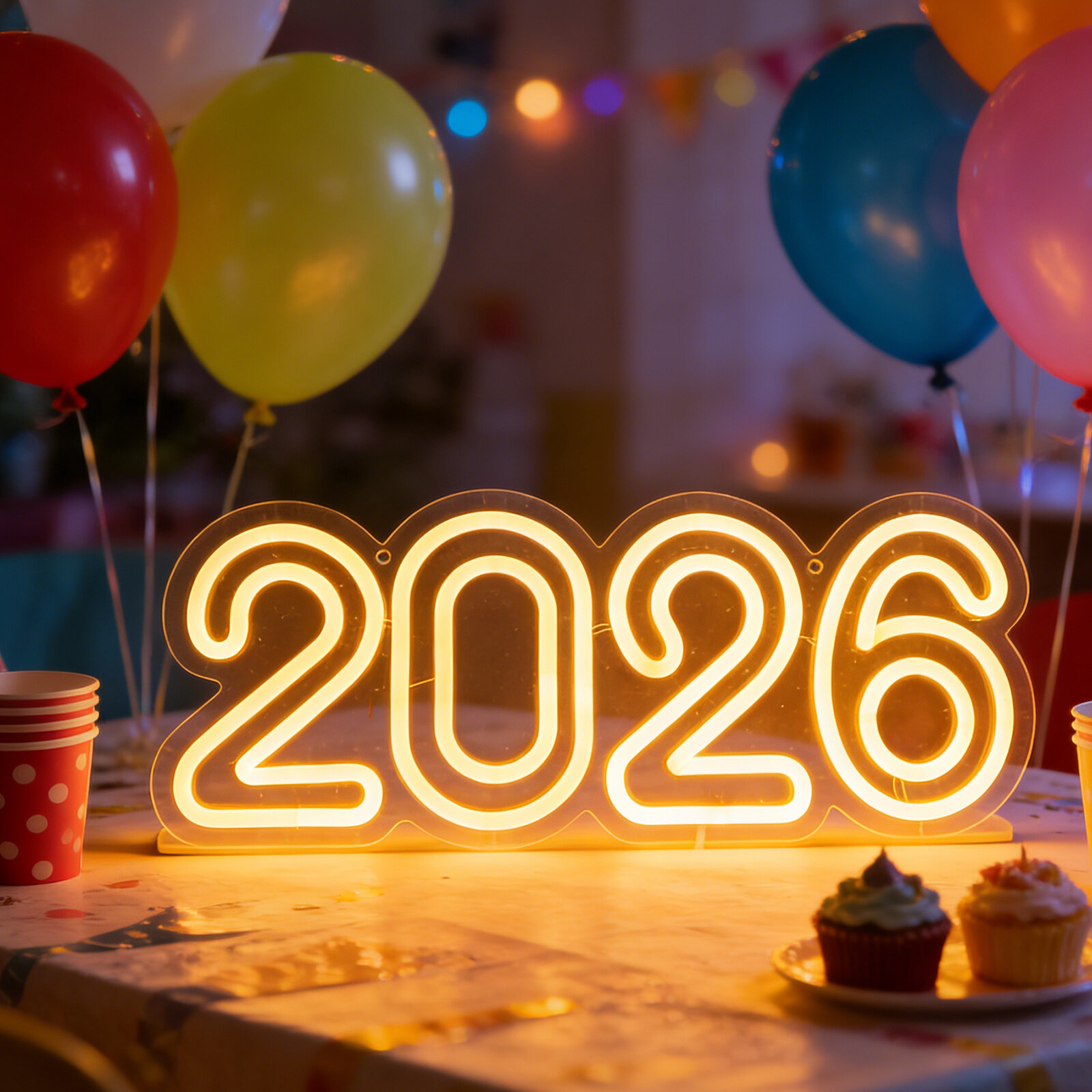 Led неоновая цифра 2026 из акрила для новогодней и выпускной вечеринки