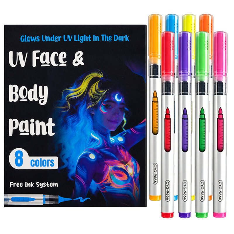 Ручка для рисования жидкими чернилами UV 8 цветов, DIY арт, граффити маркер, акриловый маркер для рисования на теле