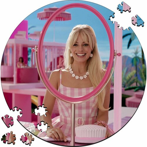 Деревянный пазл картина на стену Barbie с зералом 169 деталей 30х30см с системой приклейки