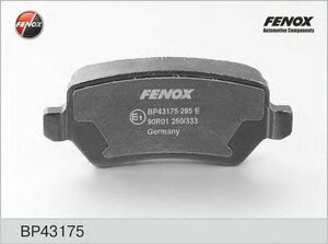 Fenox колодки тормозные дисковые opel zafira b, astra g-h, combo, meriva a-b 05- bp43175