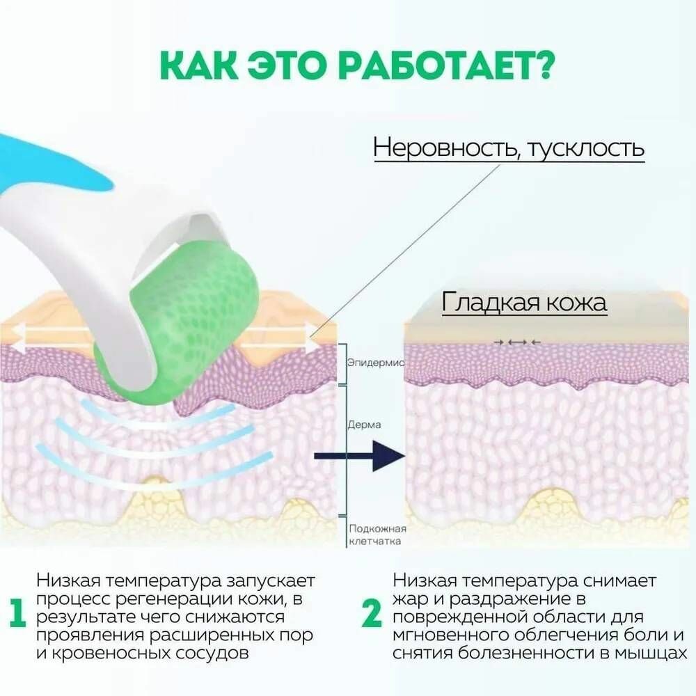Ледяной охлаждающий роликовый массажер для лица, шеи и тела - фотография № 4
