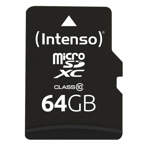 Карта памяти (Intenso) microSDXC Class 10 25 MB/s 64 GB + SD adapter (Germany)