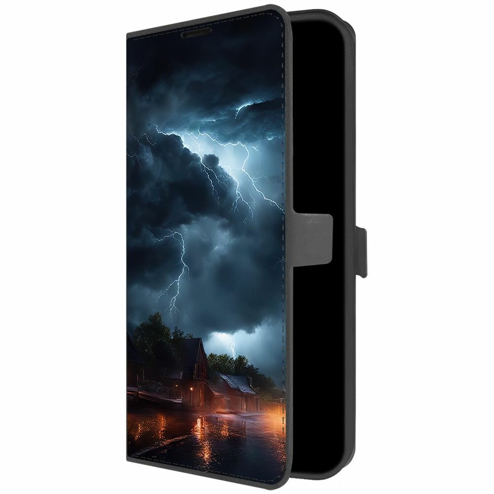 фото Чехол-книжка Krutoff Eco Book для Xiaomi Redmi 9 Ночная гроза (черный)