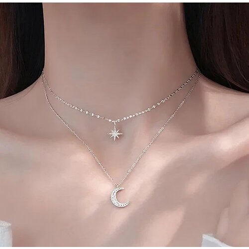 Колье Sagem, кристалл, серебристый