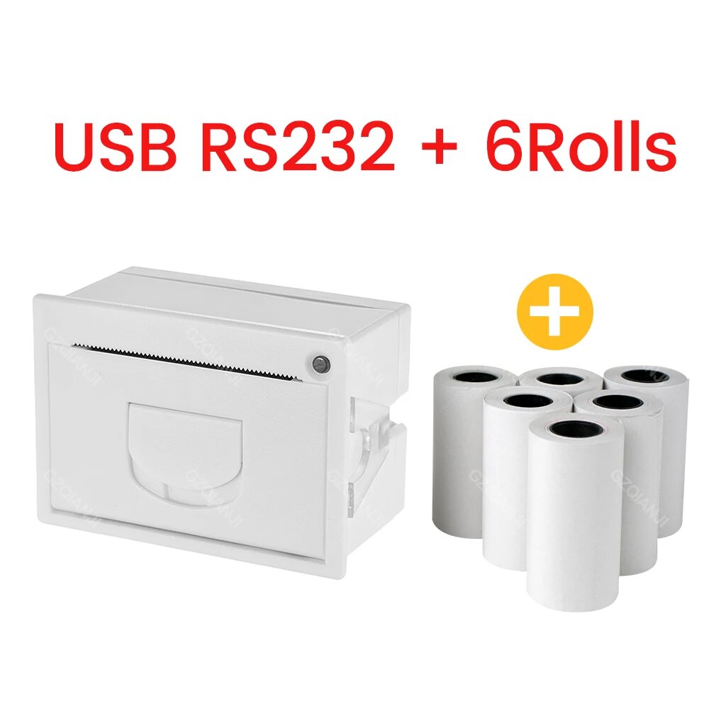 Мини-встроенный термопринтер GOJPRT QR204 58 мм, White RS232 6Rolls
